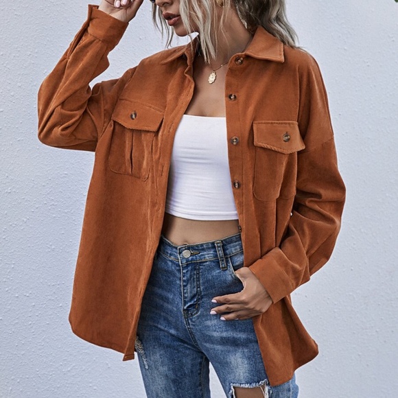 Bellanblue Tops - Boho Rust Button up Oversized Shacket Top
